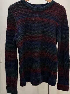 Eleven Paris - Men's Multicolor Striped Knit Sweater - Navy, Green & Burgundy